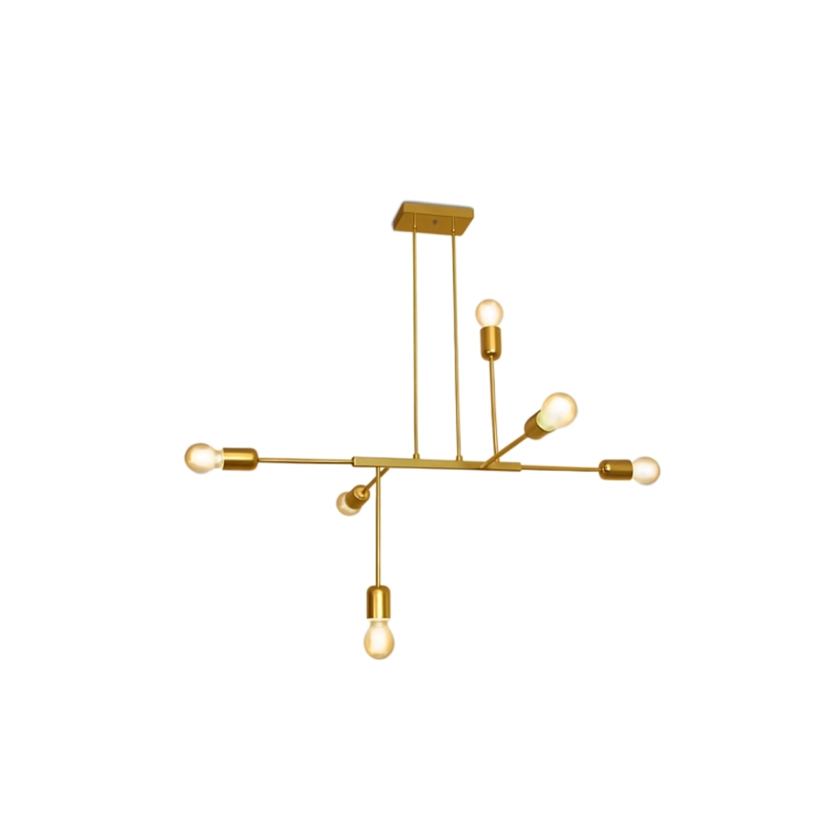 Pendente Long Dourado Polido Para 6 Lâmpadas- 743/6