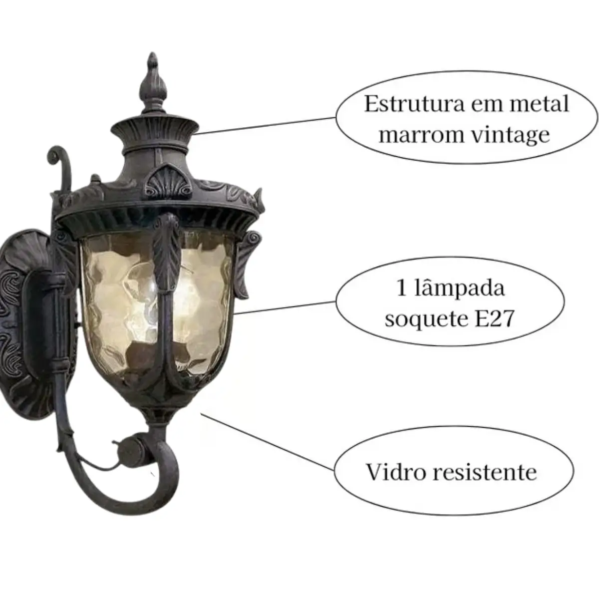 Arandela Colonial Externa Vintage Efeso 1L - Imagem 4