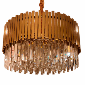 Lustre De Cristal Galway Ouro Titanium 12L E14 Para Sala De Jantar