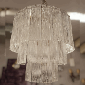 Lustre De Cristal Eze Gold 4L E14 42Cm 3 Níveis