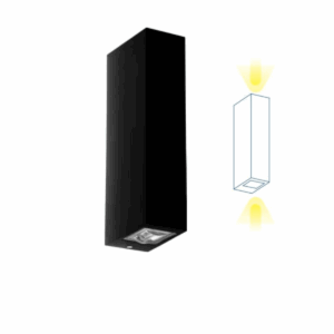 Arandela Led Shima Facho Duplo Com Lente - Preto 3W 3000K